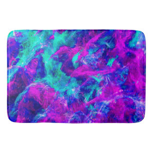Tapis De Bain Flammes Turquoises et roses Abstraites
