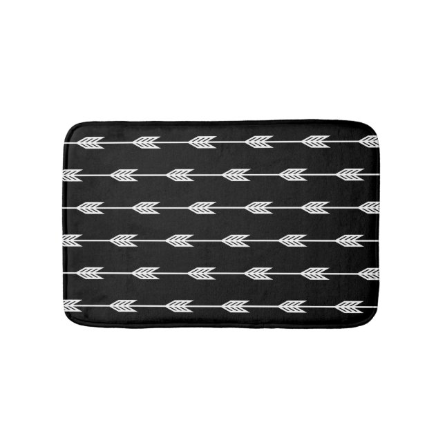 Tapis De Bain Flèches blanches sur le Arrière - plan noir (Devant)