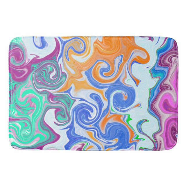 Tapis De Bain Flèches bleues et violettes Abstraites (Devant)