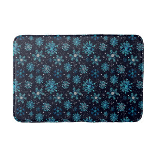 Tapis De Bain Flèches de neige bleues et argentées