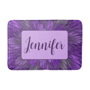 Tapis De Bain Fleur Abstraite Violette Psychedelique Nom Fractal