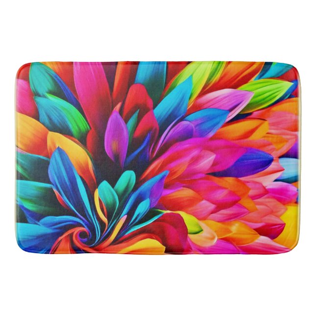 Tapis De Bain Fleur arc-en-ciel Abstraite (Devant)