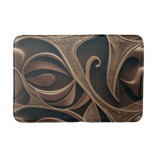 Tapis De Bain Fleur botanique dorée Élégant   (Devant)