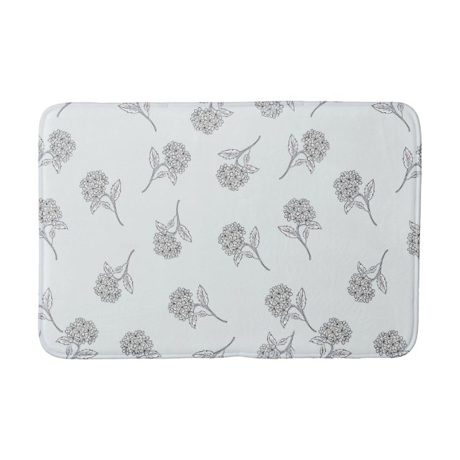 Tapis De Bain Fleur Botanique Intemporelle Gris Clair  (Devant)
