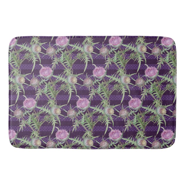Tapis De Bain Fleur de chardon violet (Devant)
