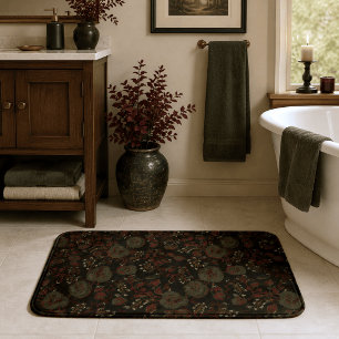 Tapis De Bain Fleur de Cottage Gothique Vintage Sombre et Élégan