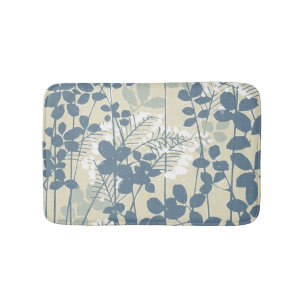 Tapis De Bain Fleur de feuille bleue asiatique japonaise
