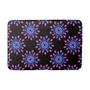 Tapis De Bain Fleur de néon bleu et rouge
