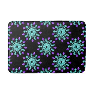 Tapis De Bain Fleur de néon pourpre et turquose