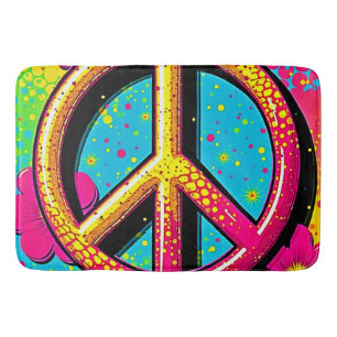 Tapis De Bain Fleur de pouvoir groovy et paix