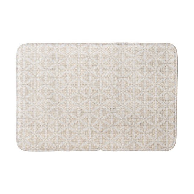 Tapis De Bain Fleur de vie Boho chic | Beige et blanc (Devant)