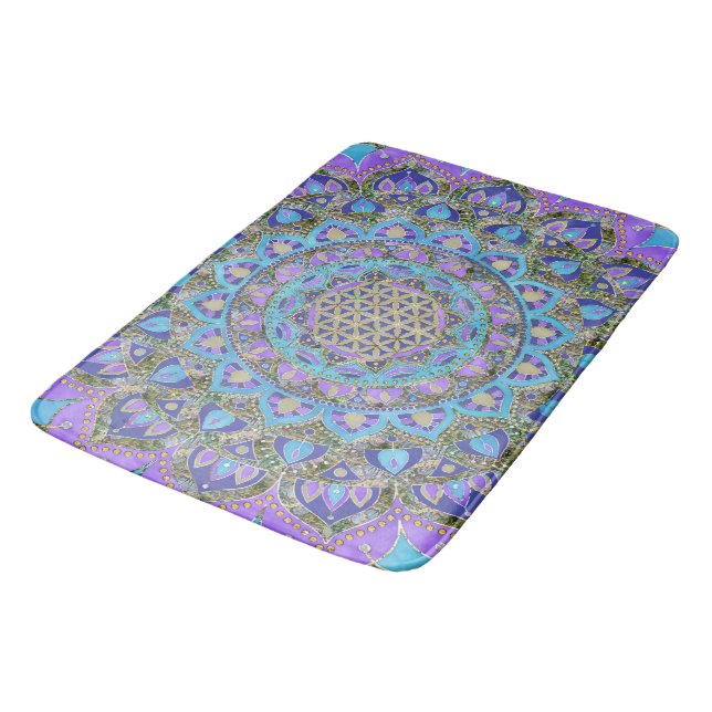 Tapis De Bain Fleur De Vie - Mandala India Style 2 (Angle)