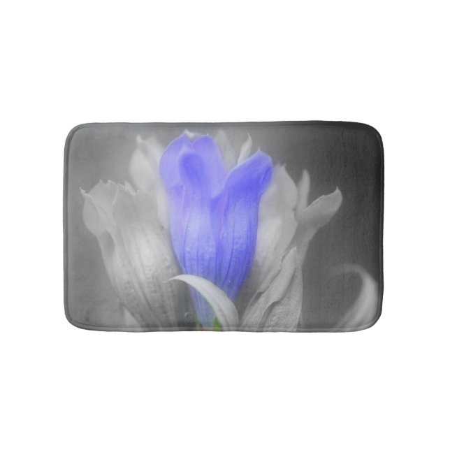 Tapis De Bain Fleur Gentienne En Noir Et Blanc (Devant)