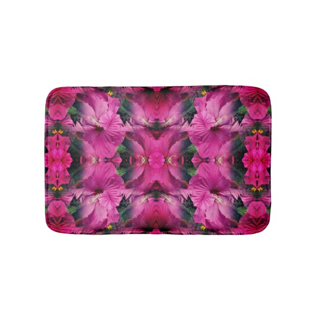 Tapis De Bain Fleur Hibiscus rose Multiplié Abstrait (Devant)