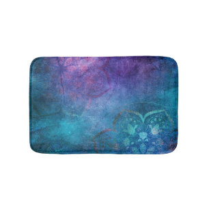 Tapis De Bain Fleur Lotus Élégante Turquoise et Verte