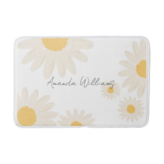 Tapis De Bain Fleur marguerite minimaliste moderne Mat Bain Blan