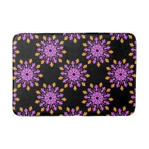 Tapis De Bain Fleur néon rose et orange