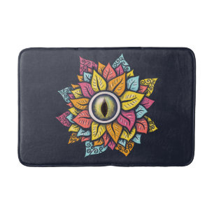 Tapis De Bain Fleur Oeil Psychédélique - Art Trippy Coloré