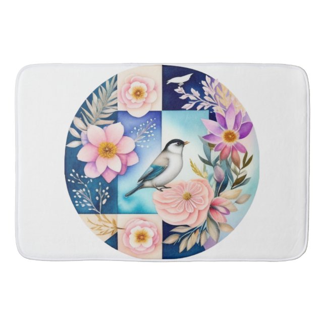 Tapis De Bain Fleur & Oiseau  (Devant)
