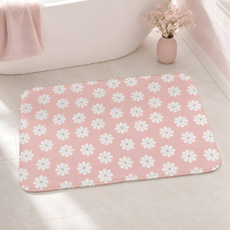 Tapis De Bain Fleur Rose Pâle Mod Vintage Années Soixante