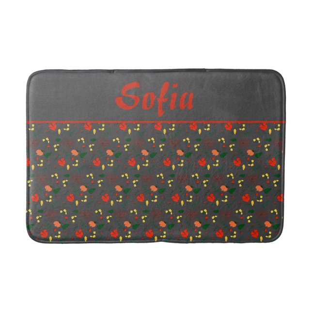 Tapis De Bain Fleur sauvage motif pavot gris mat de bain (Devant)