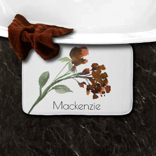 Tapis De Bain Fleur sauvage   Terracotta Orange Bohemian Custom