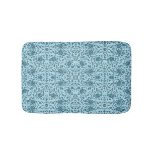 Tapis De Bain Fleur Turquoise Damas