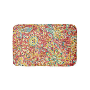 Tapis de bain fleuri coloré