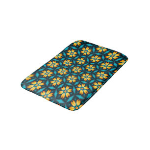 Tapis De Bain Fleurs Abstraites jaunes