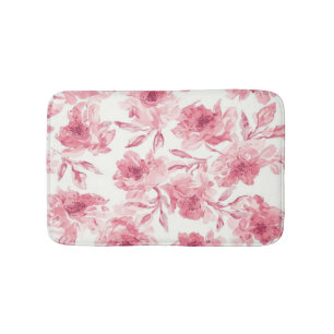 Tapis De Bain Fleurs aériennes de couleur rose tendre peintes à