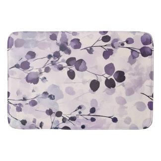 Tapis De Bain Fleurs aquarelles de lavande et d'eucalyptus