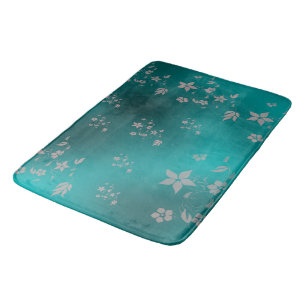 Tapis De Bain Fleurs asiatiques délicates bleu