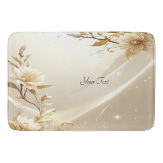 Tapis de bain Fleurs Blanches et Dorées