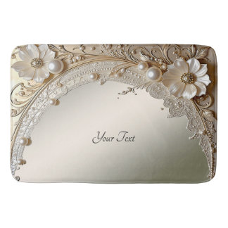 Tapis de bain Fleurs Blanches Modernes Perles