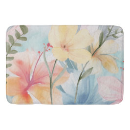 TAPIS DE BAIN FLEURS D'ART MODERNES PASTEL