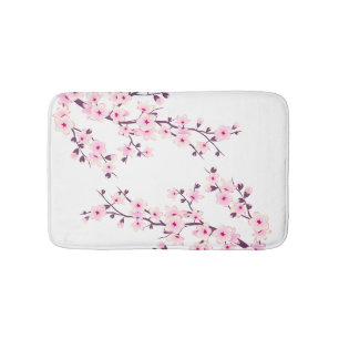 Tapis De Bain Fleurs de cerisier rose blanc Floral