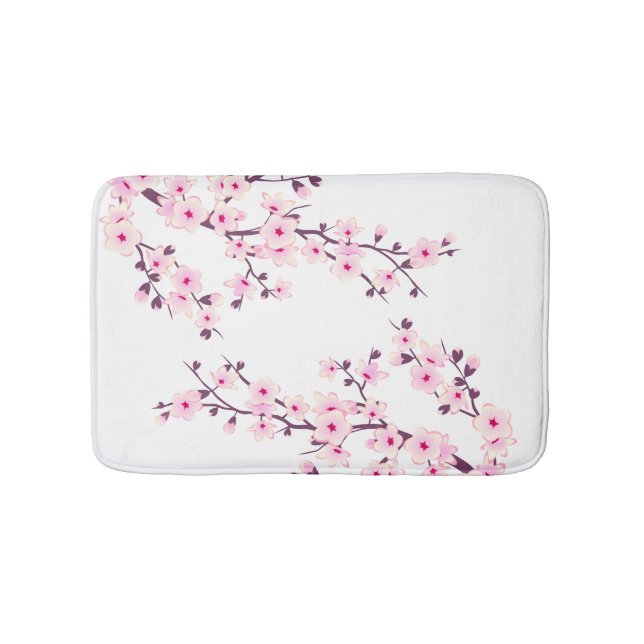 Tapis De Bain Fleurs de cerisier rose blanc Floral (Devant)