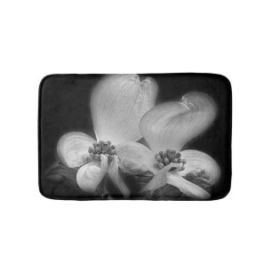 Tapis De Bain Fleurs De Dogwood En Noir Et Blanc