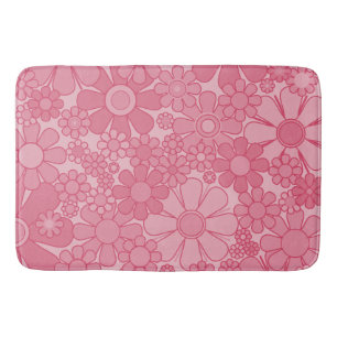 Tapis De Bain Fleurs de Jardin Rétro Plutôt Rose Motif Floral