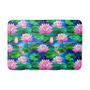 Tapis De Bain Fleurs de Lotus roses sur un étang
