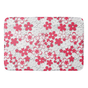 Tapis De Bain Fleurs de papier rouge et blanc
