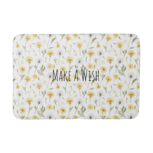 Tapis De Bain Fleurs de pissenlits jaunes blancs