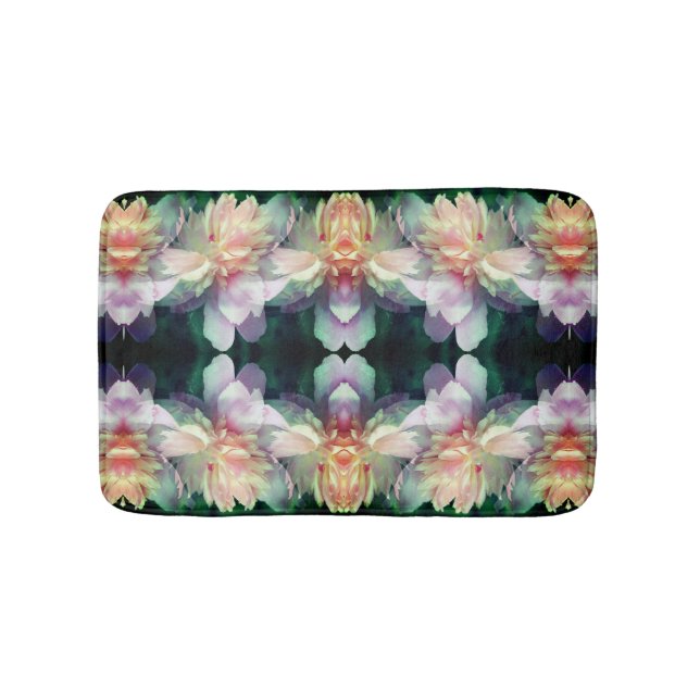 Tapis De Bain Fleurs de pivoine rose Multipliées Abstraites (Devant)