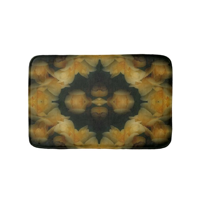 Tapis De Bain Fleurs de rose jaune Nature Abstraite (Devant)