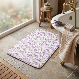 Tapis De Bain Fleurs de Sauge Violette Lavande Verte