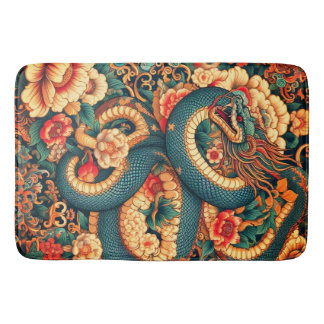 Tapis De Bain Fleurs de serpent vertes
