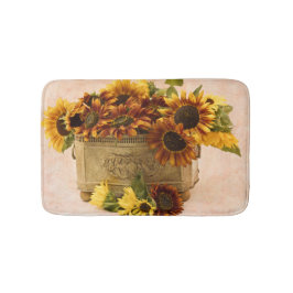 Tapis De Bain Fleurs De Soleil Orange Dans Panier En Tin