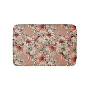 Tapis De Bain Fleurs de soleil, pommes : motif d'aquarelle d'aut