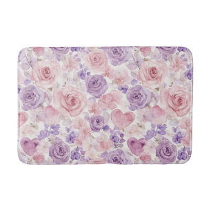 Tapis De Bain Fleurs de teint rose violet pour la Saint-Valentin
