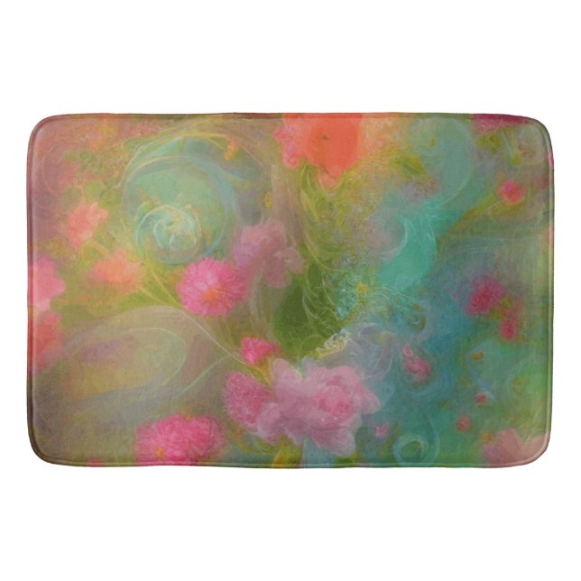 Tapis De Bain Fleurs d'Imaginaire peintes dans l'aquarelle chaud (Devant)